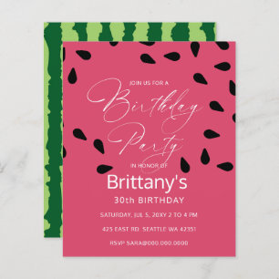 Budget watermelon summer birthday party invitation
