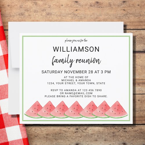 Budget Watermelon Summer Family Reunion Invitation
