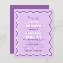 Budget Wavy Purple Girl Baby Shower Invitation