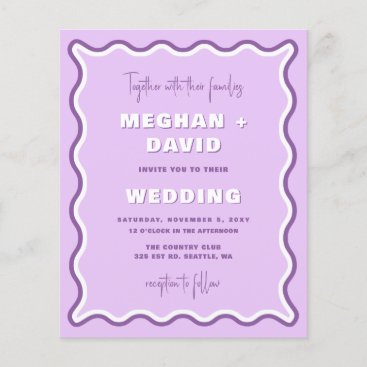 Budget Wavy Purple Photo Wedding Invitation
