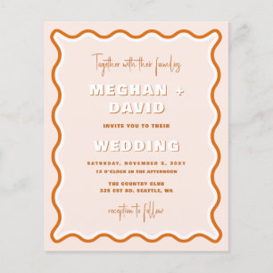 Budget Wavy Terracotta Photo Wedding Invitation