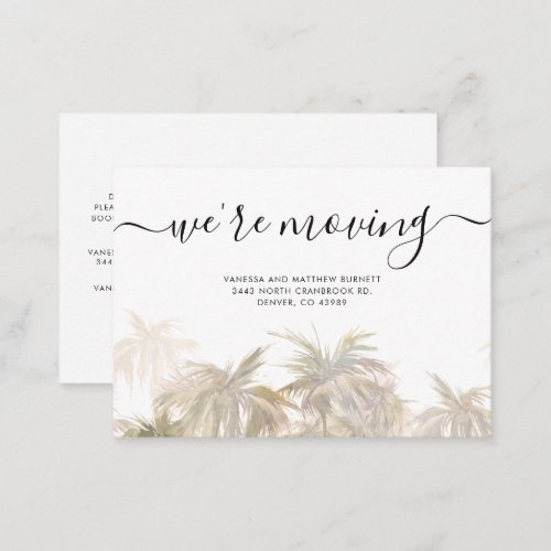 Budget We Are Moving Palm Trees Address Change Note Card