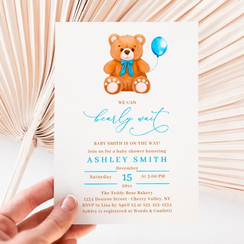 BUDGET We Can Bearly Wait Baby Boy Shower Flyer