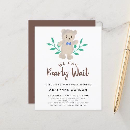 Budget We Can Bearly Wait Baby Shower Bear