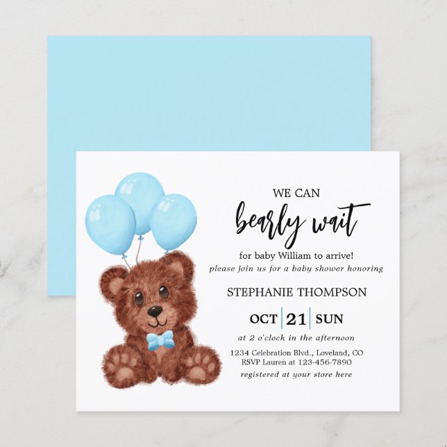 Budget We Can Bearly Wait Baby Shower Invitation (Front/Back)