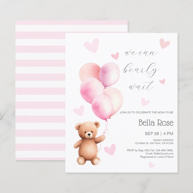 Budget We Can Bearly Wait Baby Shower Invitation (Front/Back)