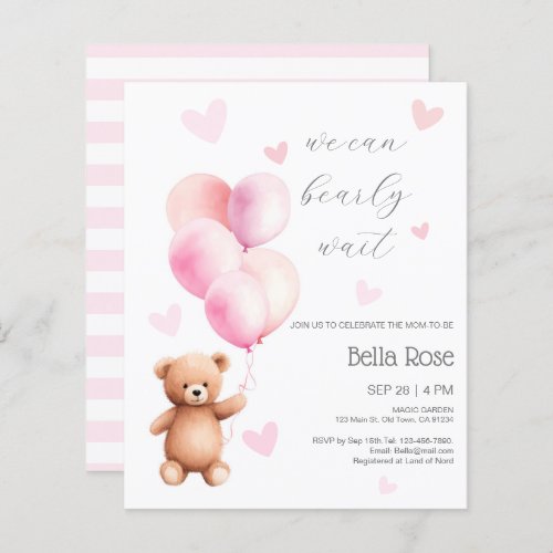 Budget We Can Bearly Wait Baby Shower Invitation