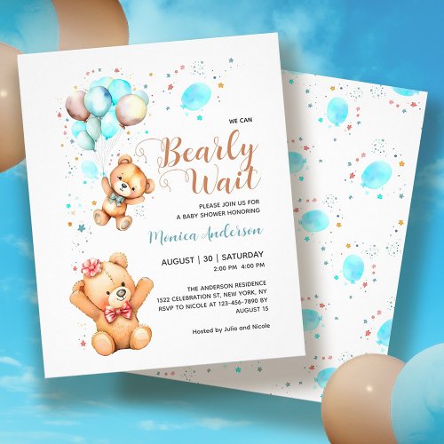 Budget We Can Bearly Wait Baby Shower Invitation Flyer
