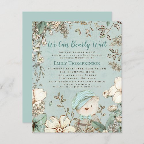 Budget We Can Bearly Wait Baby Shower Invite