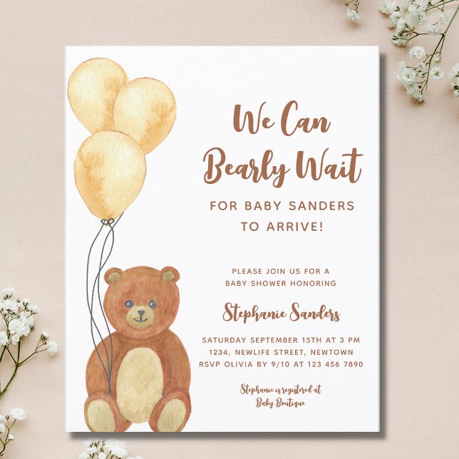 Budget We Can Bearly Wait Bear Baby Shower Invite (Creator Uploaded)
