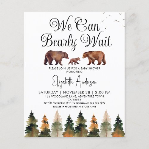 Budget We Can Bearly Wait Fall Baby Shower Flyer