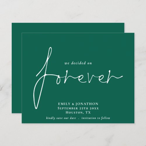 Budget We Decided on Forever Emerald Save The Date