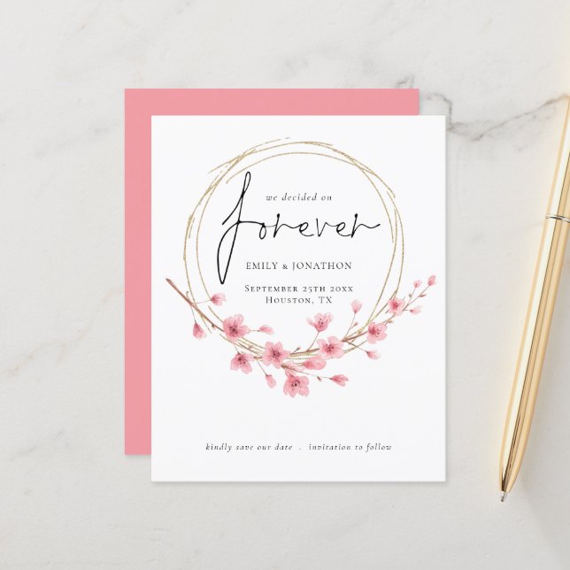 Budget We Decided on Forever Floral Save The Date (Front/Back In Situ)