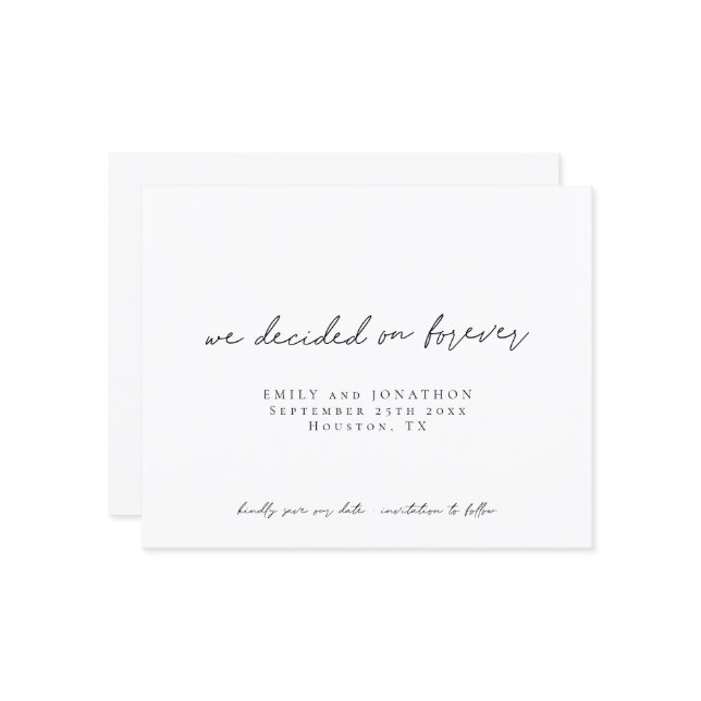Budget We Decided on Forever Script Save The Date  (Front/Back In Situ)
