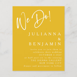 Budget We Do Elegant Yellow Wedding Invite