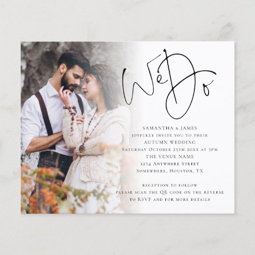 Budget We Do Photo QR Code Wedding Invite