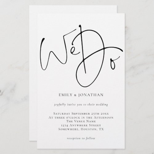 Budget We Do Script Simple Wedding Invitation