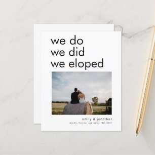 Budget We Do We Did We Eloped Photo Announcement