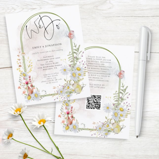 Budget We Do Wildflower Arch QR Wedding invitation (Creator Uploaded)
