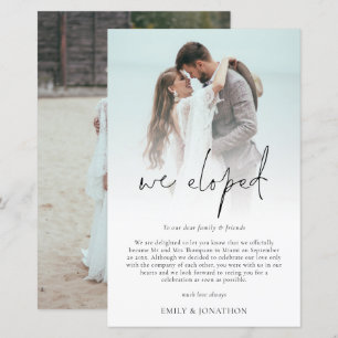 Budget We Eloped 2 Photo Script Elopement Announce