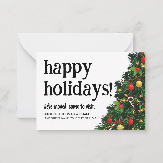 Budget We Moved Christmas tree Happy Holidays  Note Card
