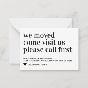 Budget We Moved Come Visit Call First Moving Card