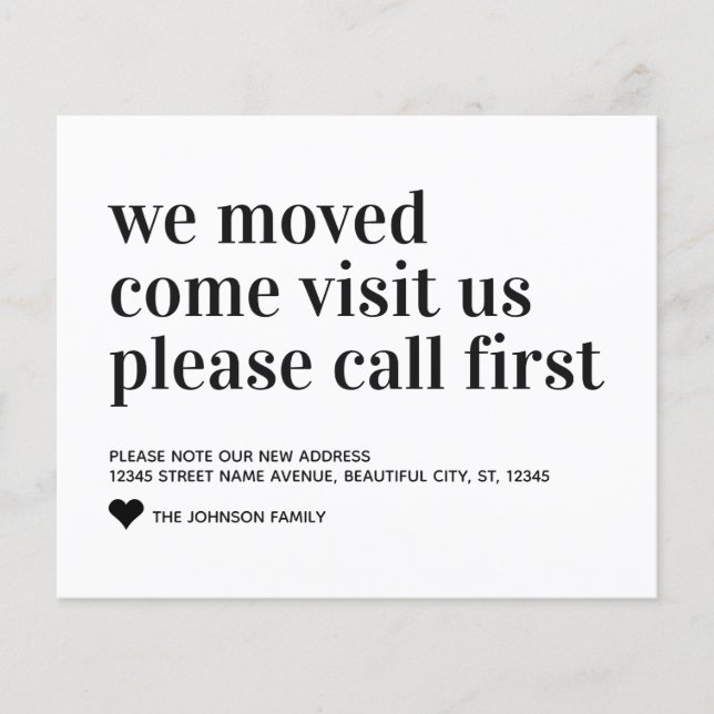 Budget We Moved Come Visit Call First Moving Card (Front)