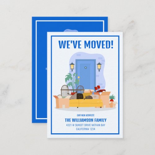 Budget Weve Moved Blue Front Door Cute Moving Note Card