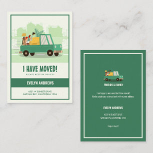 Budget We’ve Moved Green Car On The Road Moving Note Card