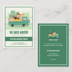 Budget We’ve Moved Green Truck On The Road Moving Note Card