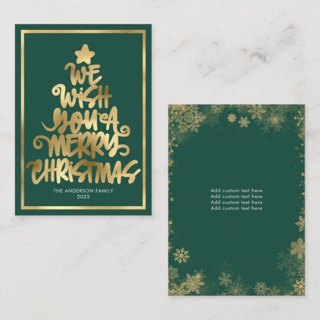 Budget We Wish You A Merry Christmas Green Fun Note Card (Front/Back)