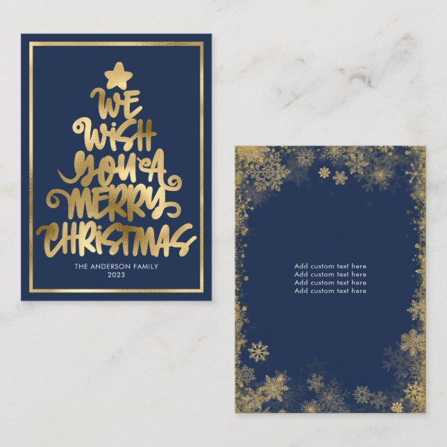 Budget We Wish You A Merry Christmas Navy Blue Fun Note Card (Front/Back)