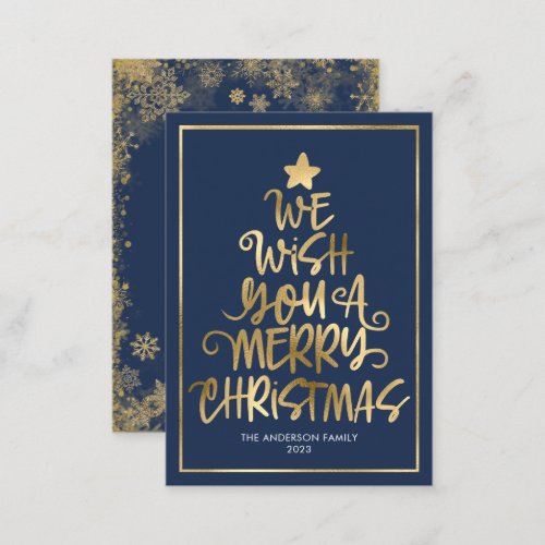 Budget We Wish You A Merry Christmas Navy Blue Fun Note Card