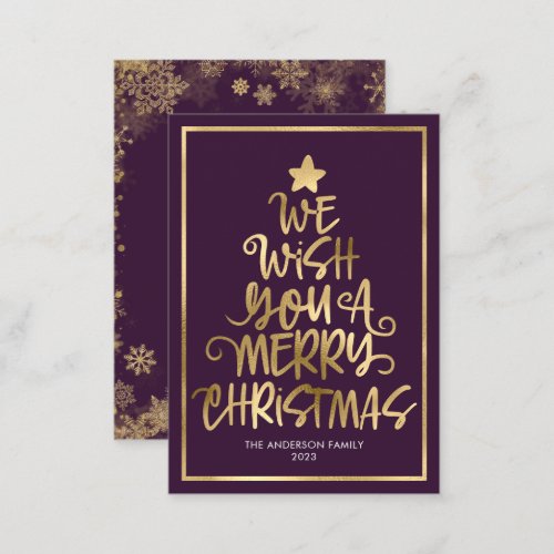 Budget We Wish You A Merry Christmas Purple Fun Note Card