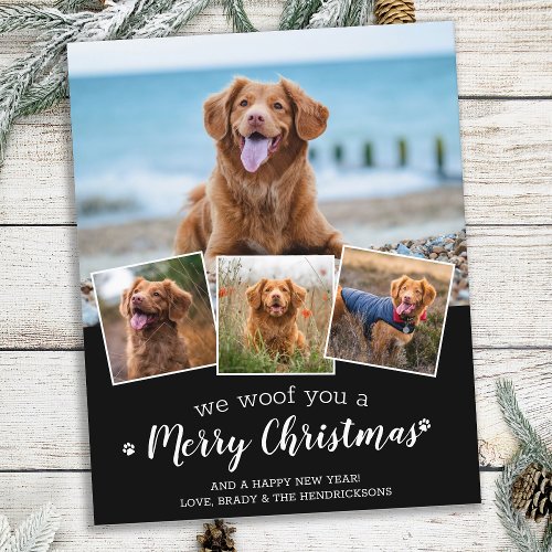 Budget We Woof You Merry Christmas Pet Photo Card 