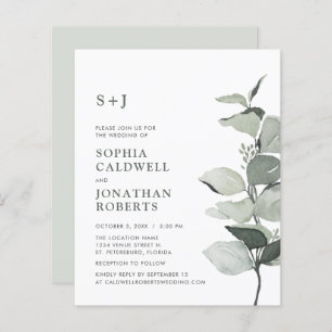 Budget Website RSVP Eucalyptus Wedding Invitation
