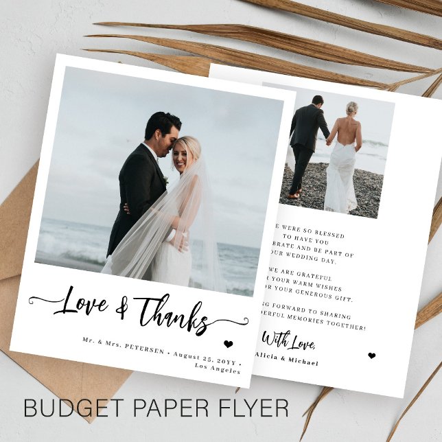 Budget wedding 2 photo modern thank you flyer (Creator Uploaded)
