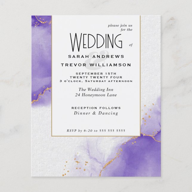 Budget Wedding Abstract Amethyst Skies (Front)