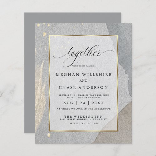 Budget Wedding Abstract Modern Pewter Stone
