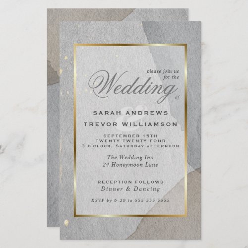 Budget Wedding Abstract Pewter Wabi Sabi  Invitati