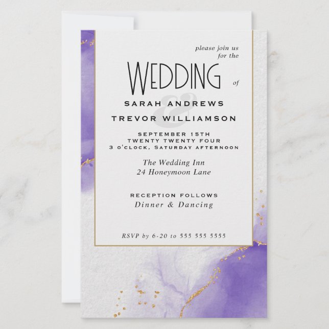 Budget Wedding Amethyst Abstract Marbled Skies (Front)