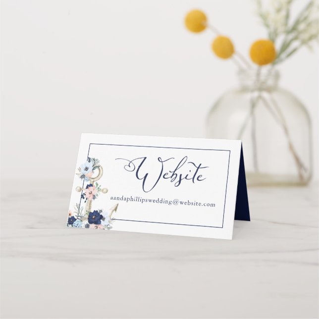 Budget Wedding Anchor Website | Blank Cut-Apart Place Card (Front)