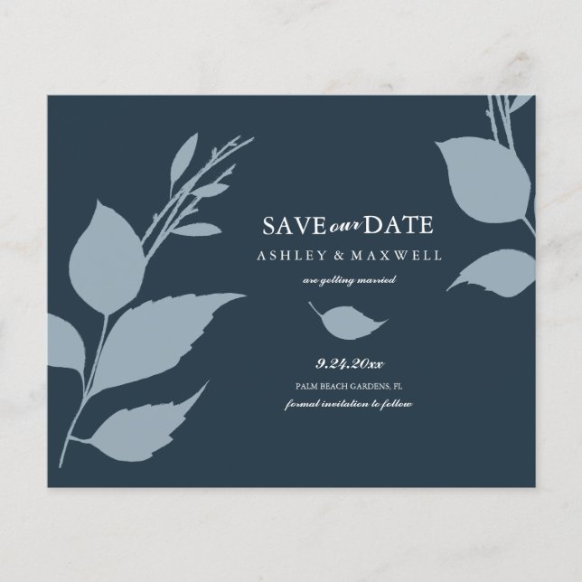 Budget Wedding Blue Save The Date Flyer (Front)