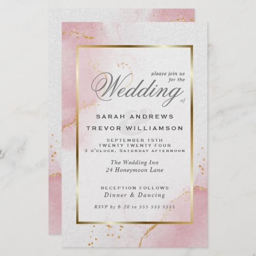 Budget Wedding Blush Pink Gold Abstract Marbled  c