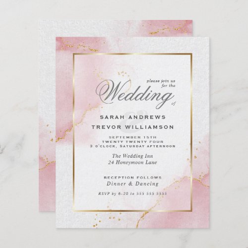 Budget Wedding Blush Pink Gold Abstract Marbled  I