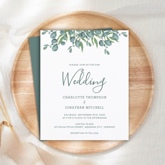 Budget Wedding Botanical Greenery Invitation (Creator Uploaded)