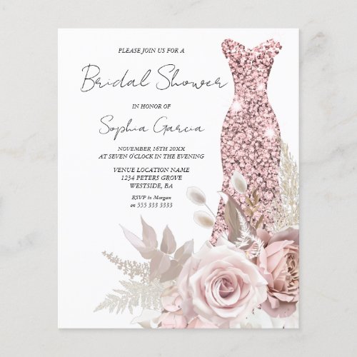 Budget Wedding Bridal Shower Dress Invitation