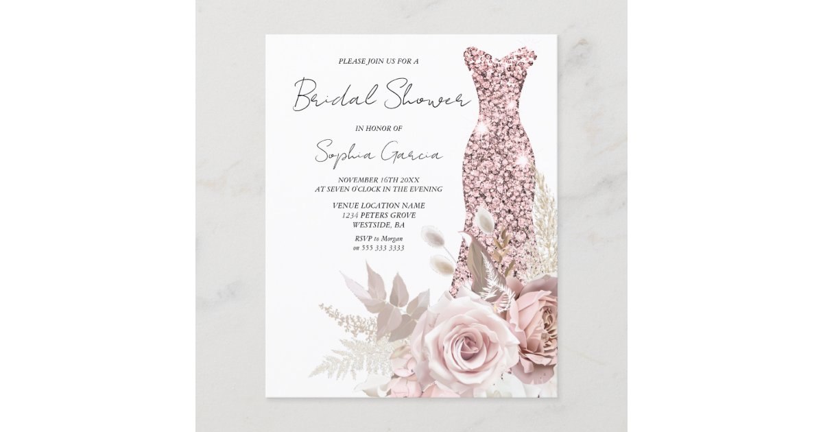 Budget Wedding Bridal Shower Dress Invitation Zazzle