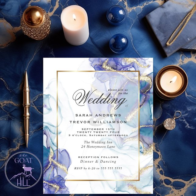 Budget Wedding Celestial Teal Indigo Gold Abstract (Creator Uploaded)