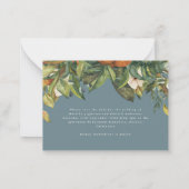 budget wedding citrus floral modern save the date note card (Back)